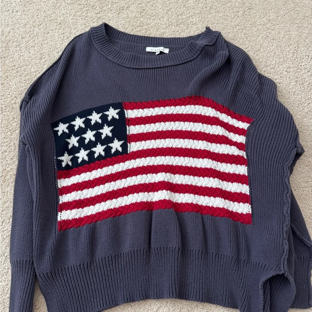 Miracle Women's Sweater - Navy and Red American Flag Design - Picture 2 of 4
